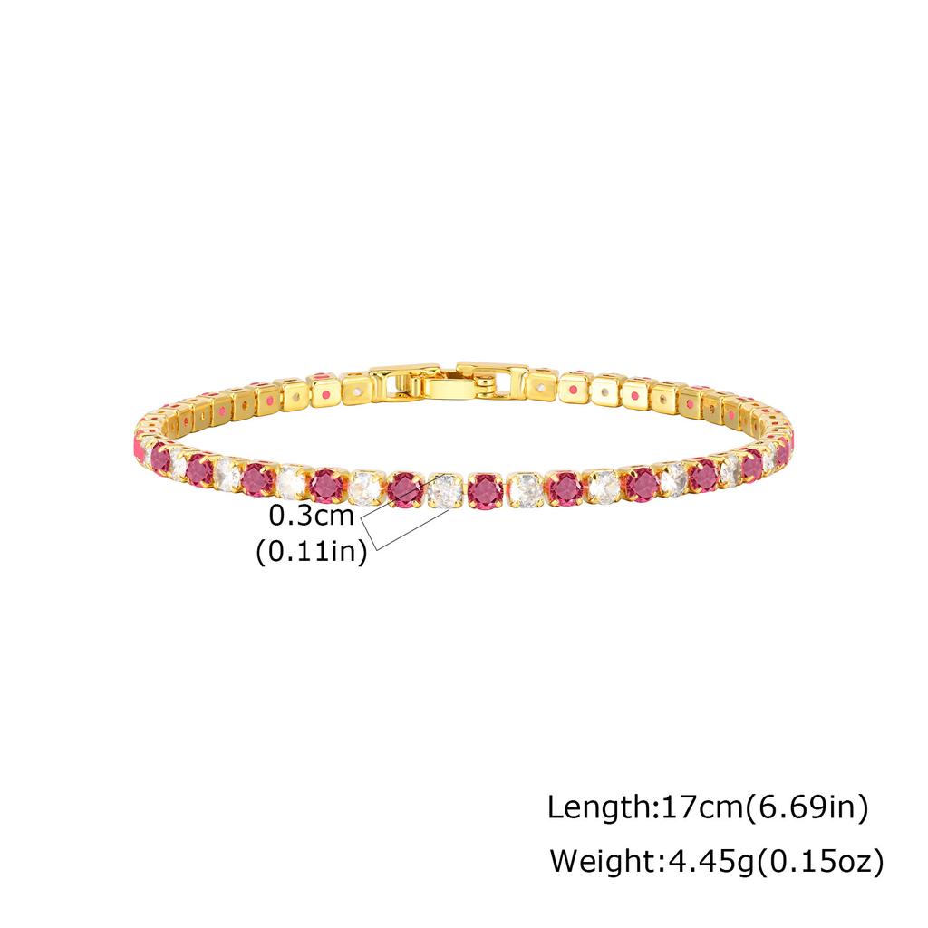 Adjustable Colorful Crystal Tennis Bracelet for Women High Quality 3mm Cubic Zircon Chain Bracelets Luxury Fashion Jewelry Gift