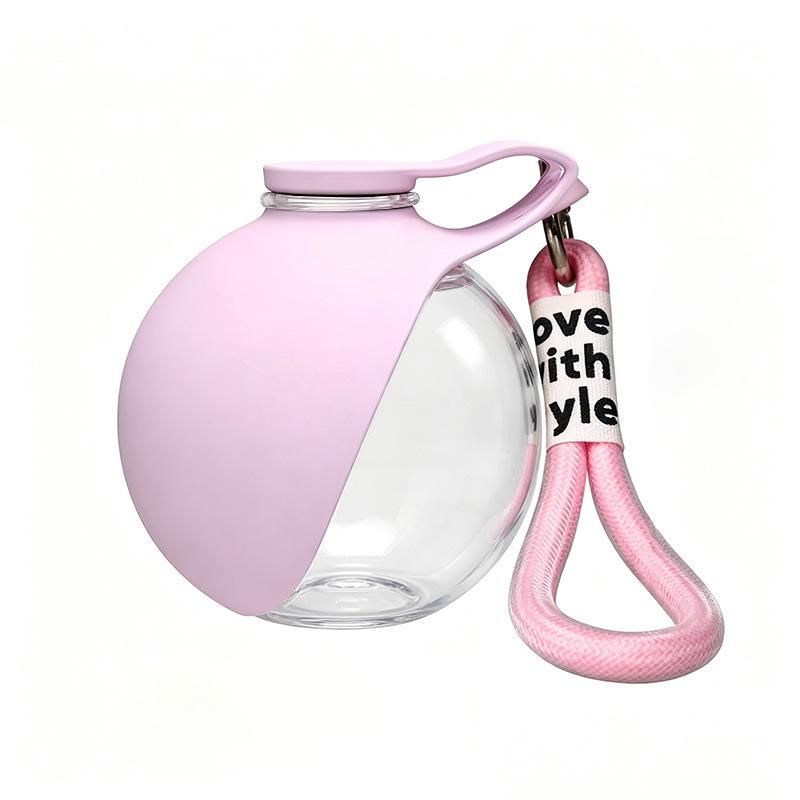 Pet Water Bottle Round Outdoor Travel Water Cup for Dogs and Cats Foldable Portable Pet Water Dispenser Puppy Drinking Bowl розовый