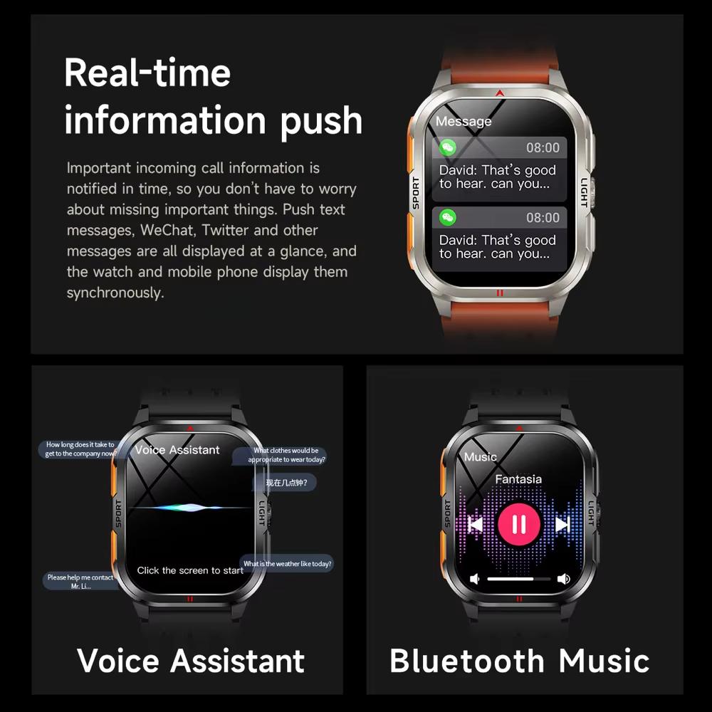 SACOSDING Rugged Smart Watch Men Outdoor Sport Smart Watches Heart Rate Monitor Bluetooth Call Man Smartwatch For Androd ios