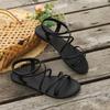 Damen Sommer Neue Flache Sandalen Dünne Riemchen Fairycore Gladiator Strandschuhe für Kleider