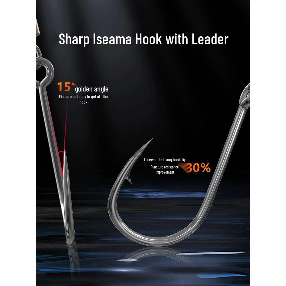 Doppelhaken Anti-Biss Stahl-Schnur Vorfach für Pomfret & Große Fische - Gebundenes Iseama Set