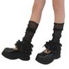 Women Tiered Ruffled Lace Leg Warmers See Through Mesh Footless Socks Vintage Sweet Bowknot Boot Cuff Leg Sleeve Cover