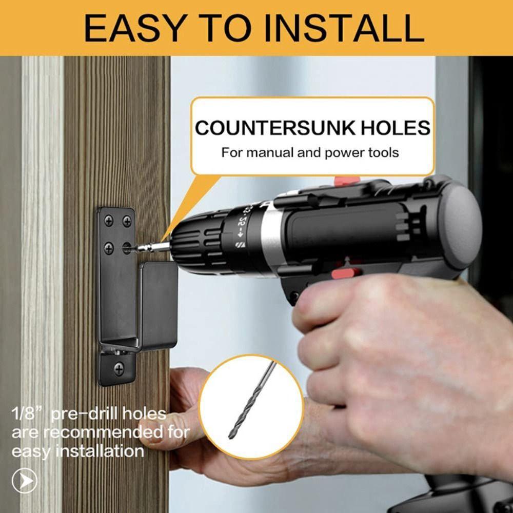 Heavy Duty Door Barricade Brackets Carbon Steel Upgraded Security Bar Holders U-Shaped Black Drop Open Bar Holder Gate Security