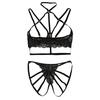 New Women Plus Size Lace Lingerie Bra+Thong Underwear Set Black Sleepwear