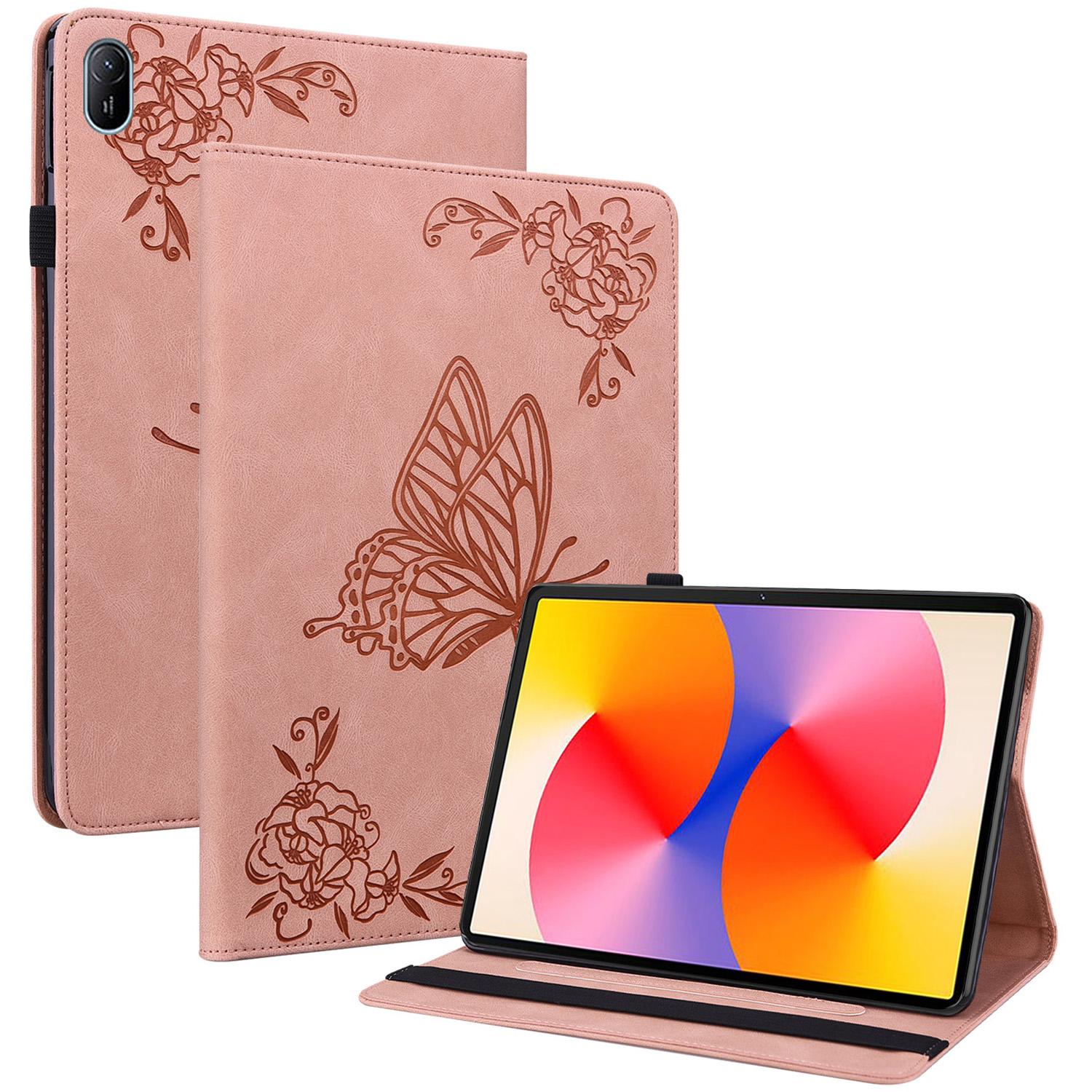 

For Huawei MatePad SE 11 Case Imprinted Butterfly Flower PU Leather Flip Card Slots Tablet Cover D