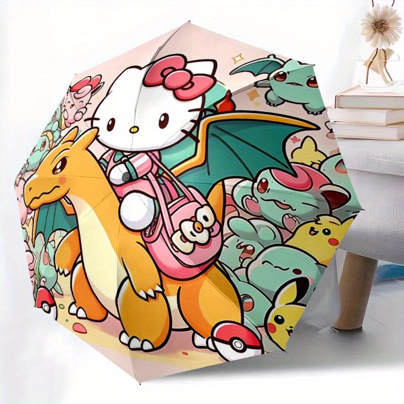 1pc Flying Dragon and Hello Kitty Pattern Umbrella, Fashionable, Personalized, High-Value Folding Umbrella, a Must-Have for Summer, 8-Rib Durable Iron