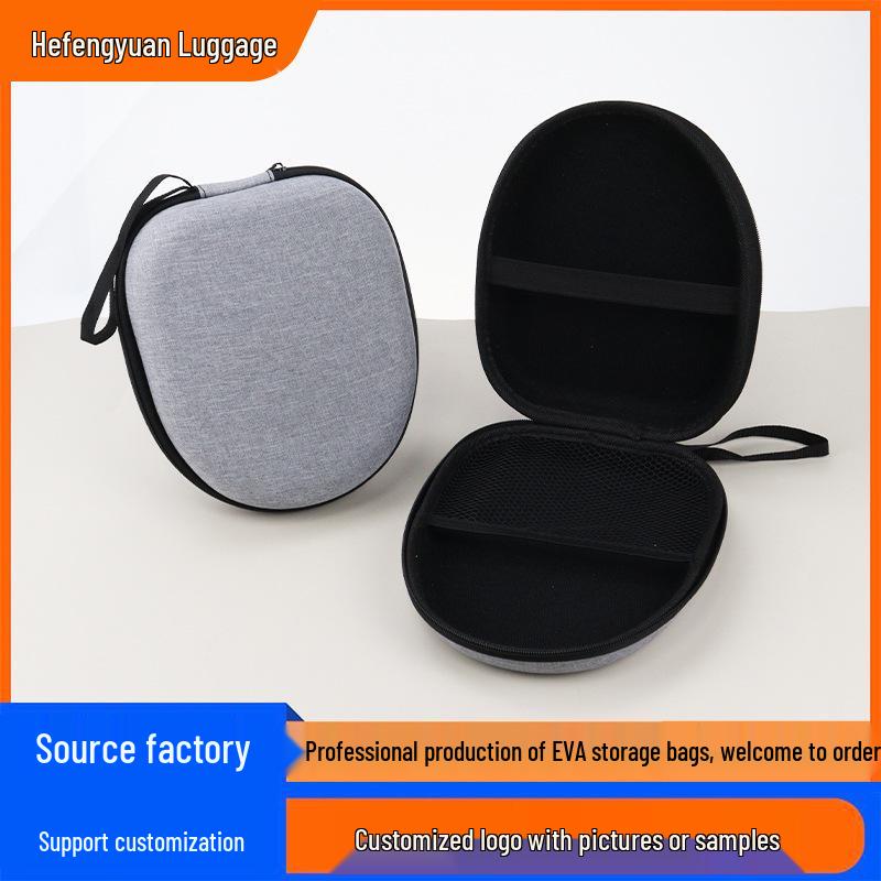 Gray Semi-Circular EVA Headset & Electronics Storage Bag - Portable, Drop-Proof