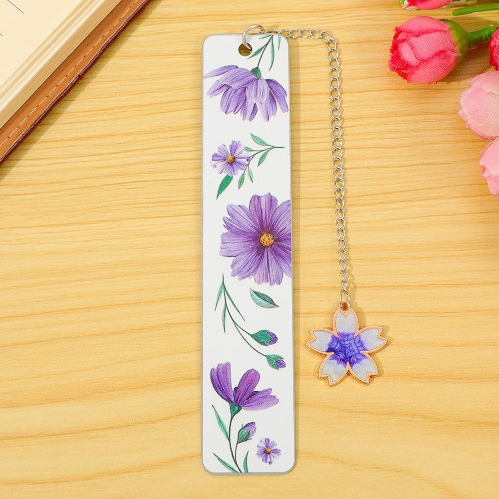 

Watercolor Design Flower Pendant Bookmarks Vintage Book Page Holders Girls Reading Gifts Office фіолетовий