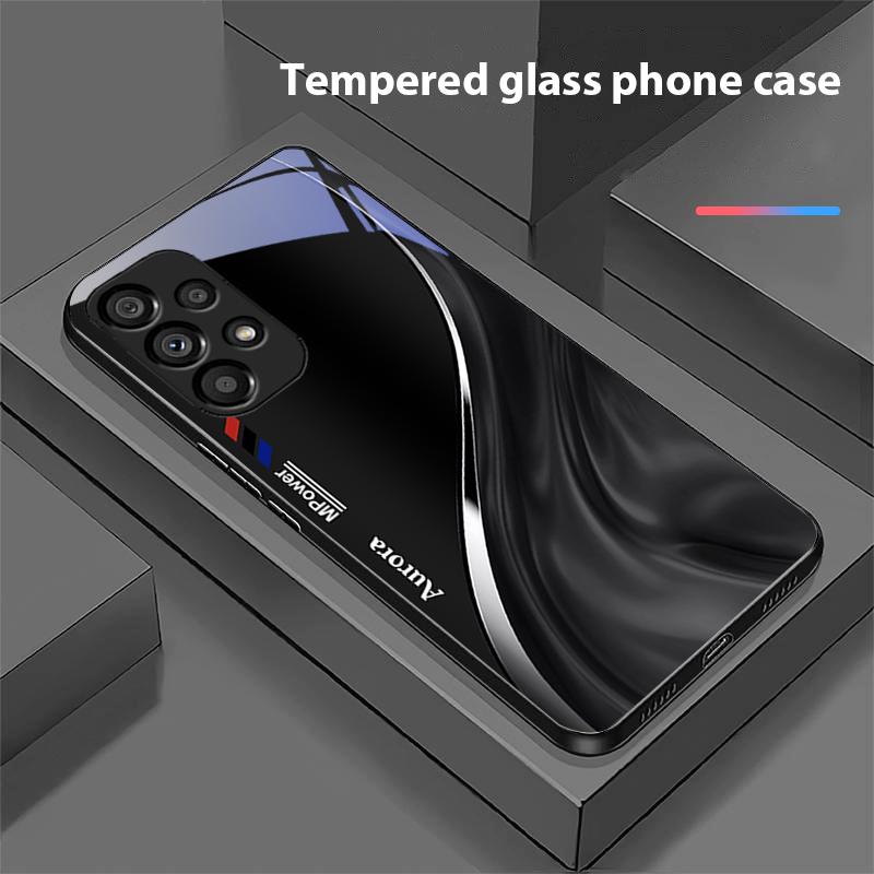Water Flow Pattern For Samsung Galaxy S 8 9 10 20 Plus 21 FE 22 23 24 Ultra S7 Edge Black Tempered Glass Phone Case Hard Shell