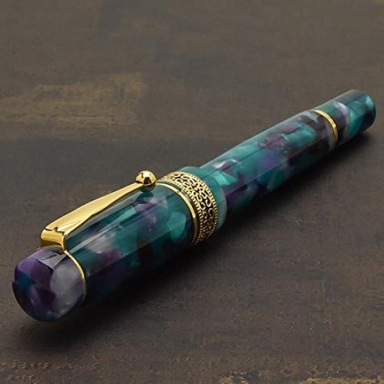 Pent Symphony Adagio Fountain Rest on a Clear F Pen House Original Pen, Blue-Green Day, (Fine Nib),