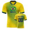 Personalized Brazil Soccer Jersey Custom Name Number Breathable V-Neck Football Team Shirt for Men Women Kids