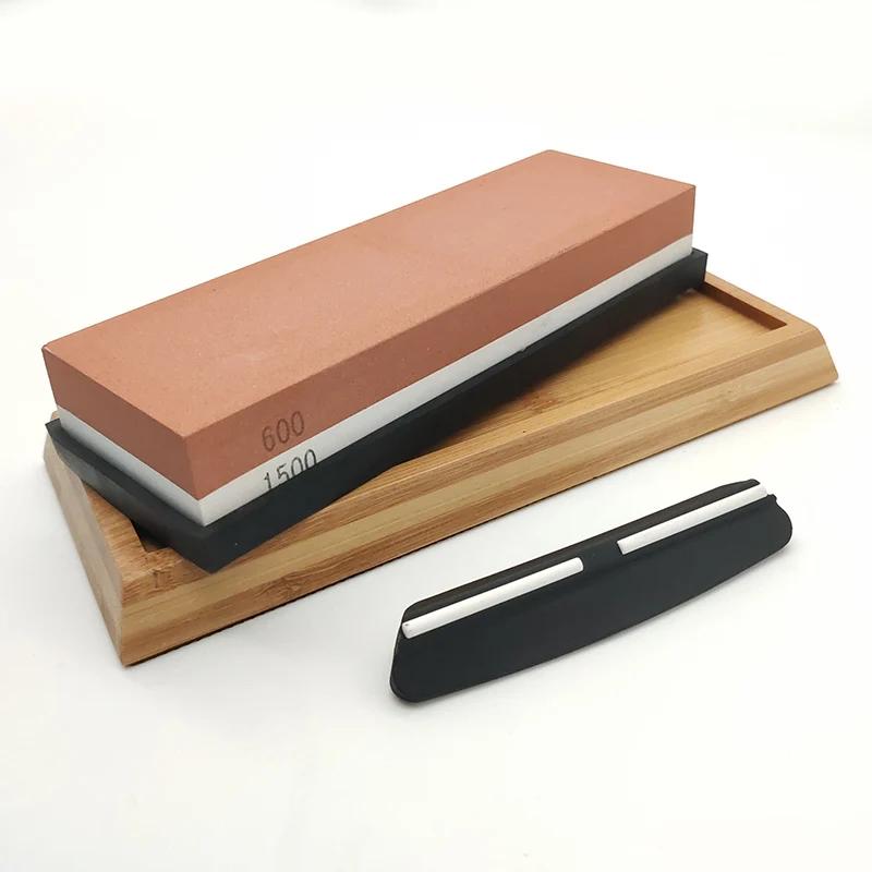 

Double-sided whetstone 600/1500 grit With bamboo base and angle guide set knife sharpener sharpening stone blade sharpener 24 Hour Shipping