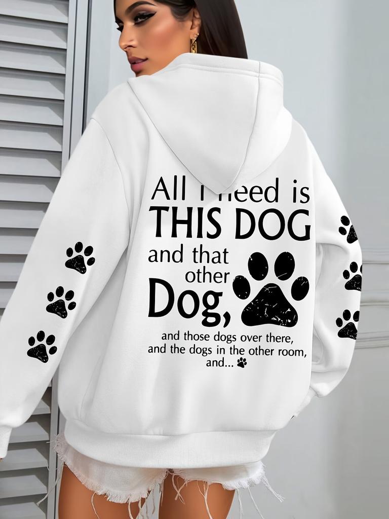 Funny Dog Paw Print Hoodies Y2k Streetwear Casual Pullover Hoodies Hoody Tops Hoodie Autumn Winter Sweatshirt Women