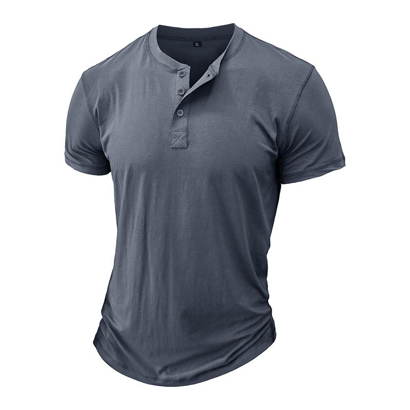 Erkek Düz Renk Henley Gömlek Kısa Kollu Rahat Temel Tee Yaz 3 Düğmeli Henley Erkekler için Hafif Moda Tişörtler Konfor Slim Fit Tee Tops