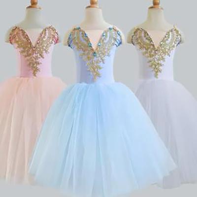 Mädchen Ballett Tutu Kleid Gymnastik Trikot Weiß Lange Ballett Kleider Mädchen Prinzessin Ballerina Tanz Kostüm Geburtstag Party Kleid