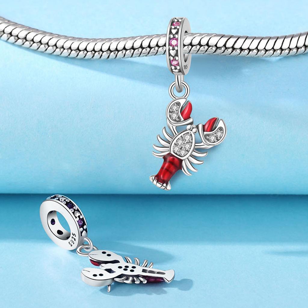Beads Copper Charms Original Red Crayfish Ocean Pendant Beads Fit Bracelet Jewelry Diy Women Fine Gift Accessory