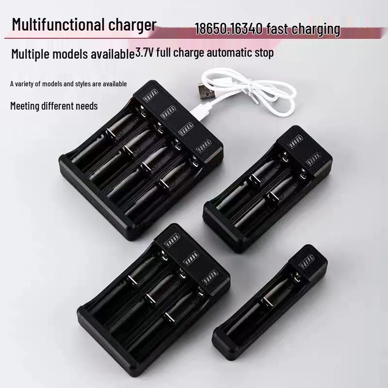 

Универсальное зарядное устройство для аккумуляторов 18650, 16340 - Питает фонарики, налобные фонари, вентиляторы с автоматическим отключением Single-slot Charger (with detachable cable)