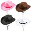 Pink Denim Cowboy Hat With Metal Rivets For Festival And Themed Events