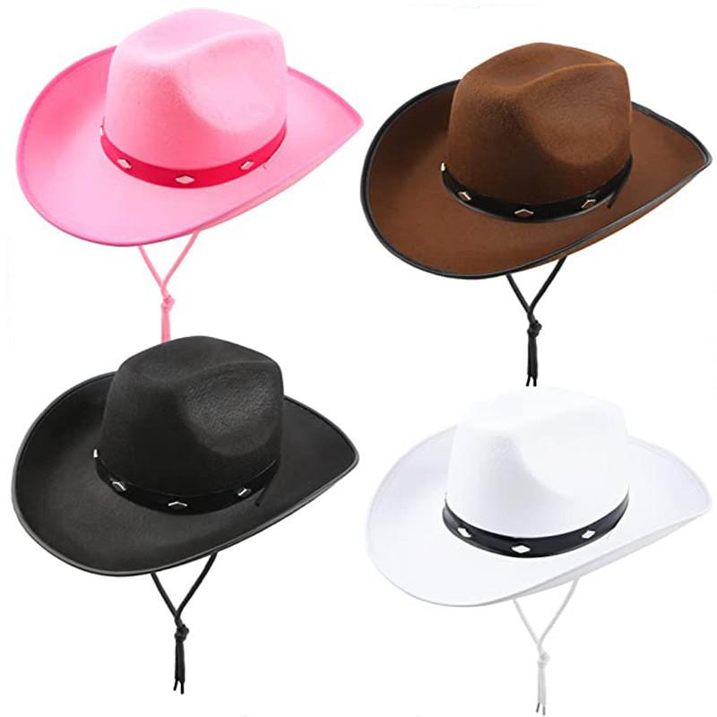 Pink Denim Cowboy Hat With Metal Rivets For Festival And Themed Events