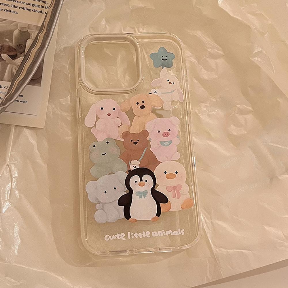 Magnetic Bracket 15Promax Cute Penguin Animal IPhone 16 Mobile Phone Case 14 Suitable for 13 Anti Fall 12 Soft Sleeve