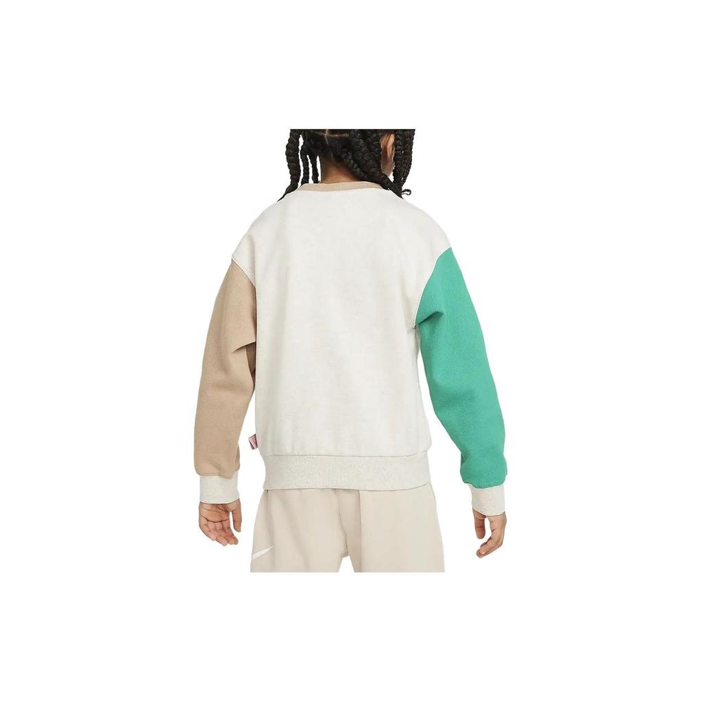 Nike Color Block Round Neck Casual Sweatshirt Kids tops Ivory HF2588-198