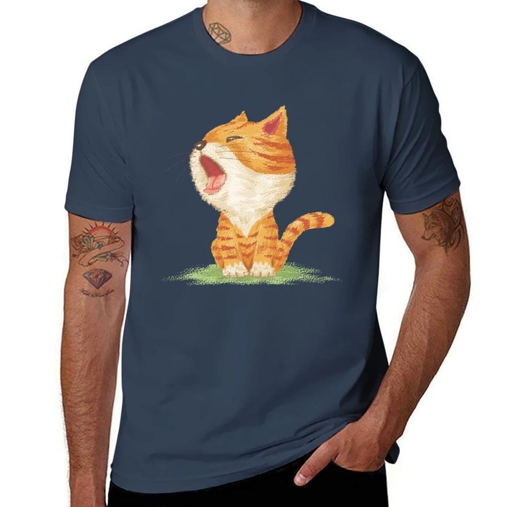 Tabby to yawn TShirt Casual Breathable Short Sleeve Top
