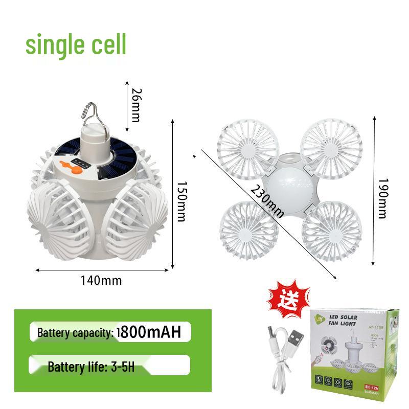 Cross-border Outdoor Camping Solar-Powered Fan with Large Capacity & Long Battery Life