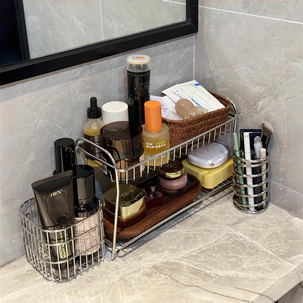 Stainless Steel Bathroom Vanity Organizer Shelf