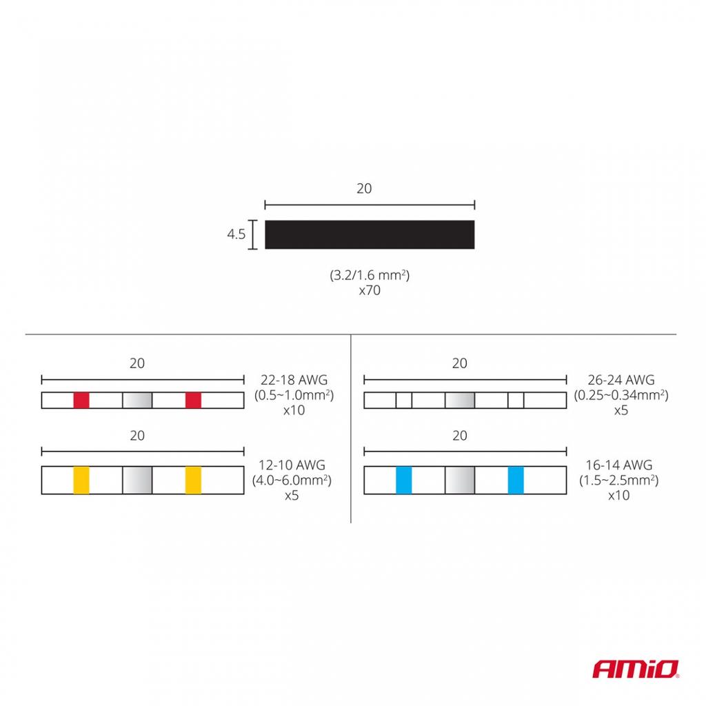 Connectors, Connectors, Tin, Heat Shrink Tubing, 100 Pcs. Amio-03033