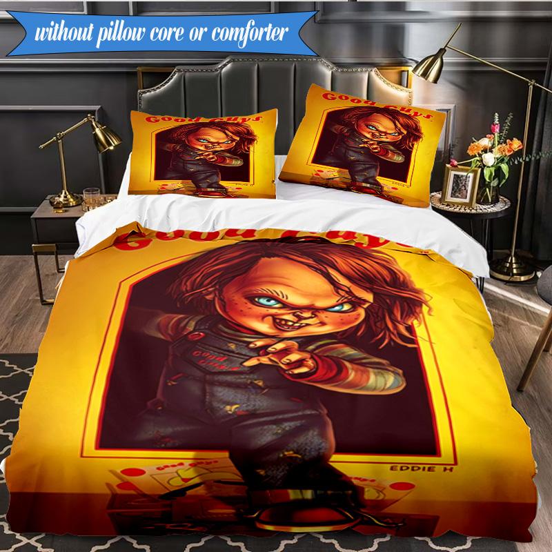 Chucky's Halloween Horror 3pcs K-pop Music Group Bedding set,Ideal for Bedroom, Dormitory,Including Duvet Cover And 2pcs Pillowcases,Fan Gifts