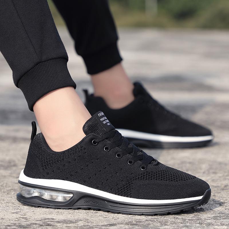 Large size men's flying woven air cushion shoes, Amazon couple spring casual sports shoes, student breathable running shoes