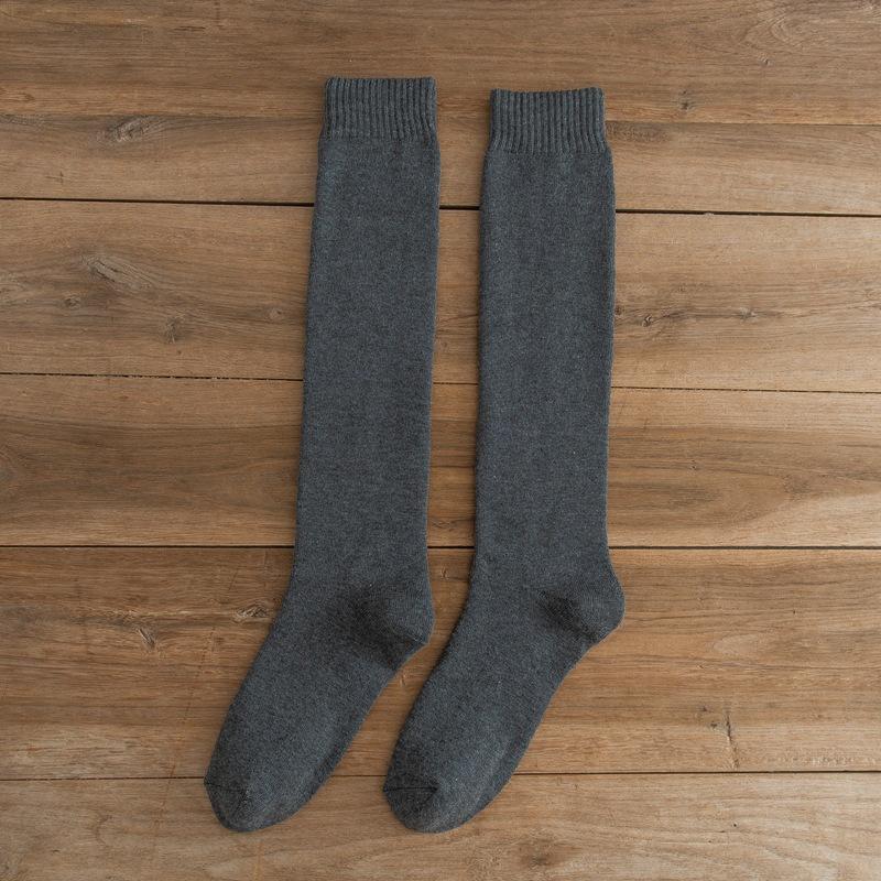 

Мужские толстые чулки до бедра, зимние гольфы, хлопковые носки для осени и зимы, теплые флисовые высокие носки, мужские петлевые длинные носки 1 pair темно-серого