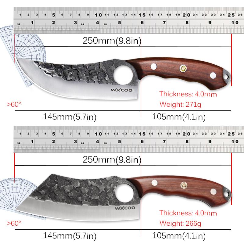 Stainless Steel Chef's Knife Boning Knife Butcher's Meat Cleaver Hand-forged Hammered Kitchen Knives Fruit Slicing Knife