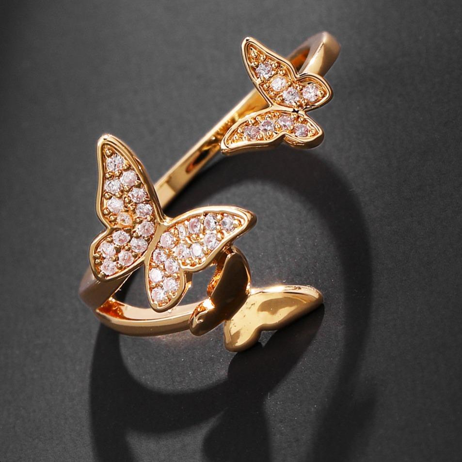 Boho-Stil verstellbarer offener Ring mit Schmetterlingsdesign, modischer Ring