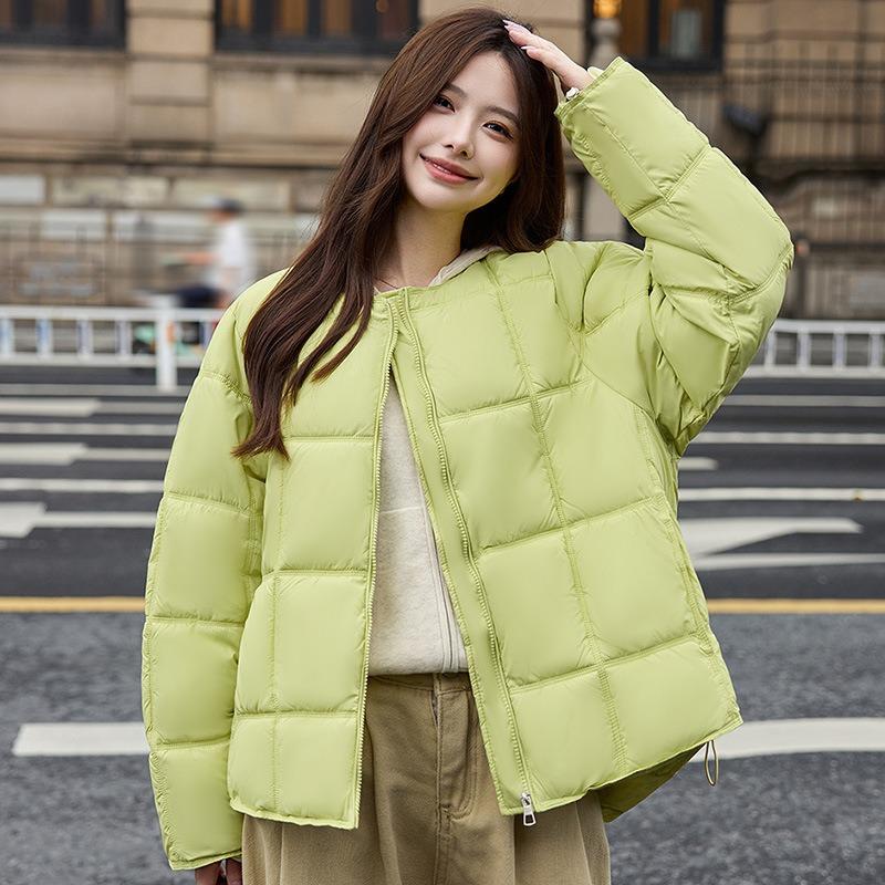 Cotton-padded Women's Short Winter New Down Cotton Clothes Women's Puffs Tofu Blocks Round Neck Loose Bread Clothes Jacket Women