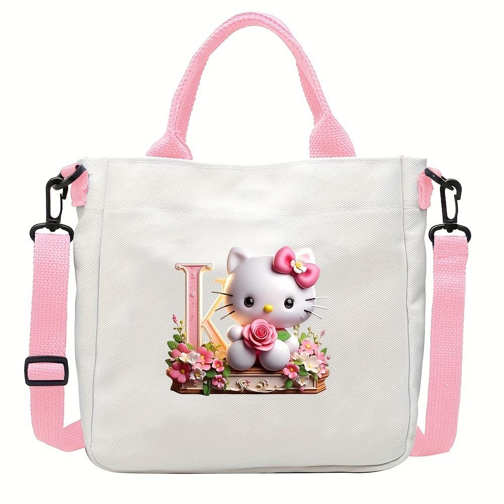 Sweet Cartoon Print 26 Letter Canvas Bag Schoolgirl Portable Crossbody Shoulder Bag Trend