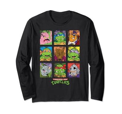 Teenage Mutant Ninja Turtles Group Grid Distressed Long Sleeve T-Shirt