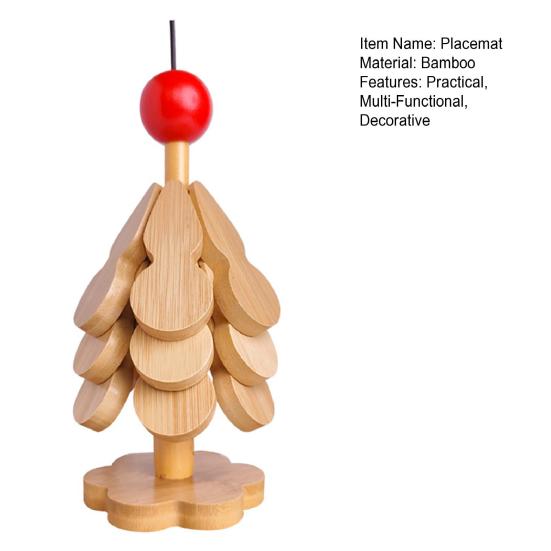 Tree Shape Wooden Trivets Set Foldable Kitchen Coasters Creative Heat Resistant Hot Pot Holders Decorative Placemat for Home Kitchen Restaurant