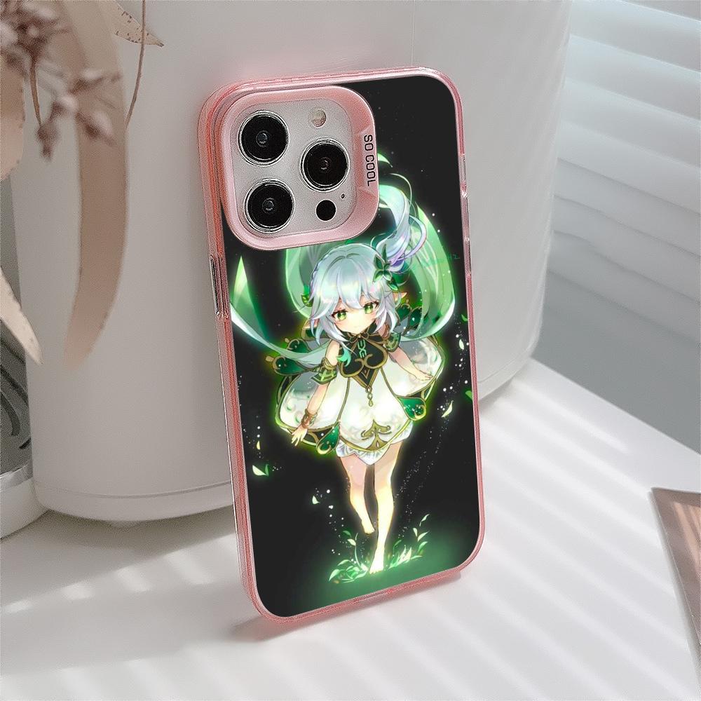 Game GI Nahida Pink Translucent Mobile Phone Case for iPhone 17 16 15 14 13 12 11 X XR XS 8 7 Air Pro Max Plus Colorful Cover