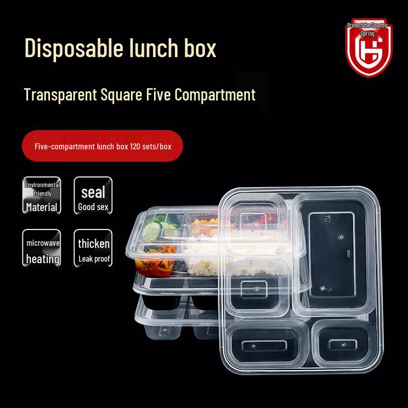 Patriot Disposable 5-Compartment Rectangular Lunch Boxes