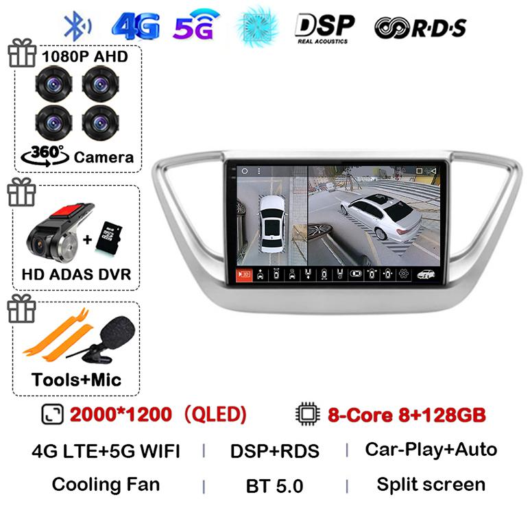 Android 14 Carplay WIFI+4G Car Radio For Hyundai Solaris 2 Verna 2016-2020 Multimedia Video Navigation Player Auto Autoraido GPS