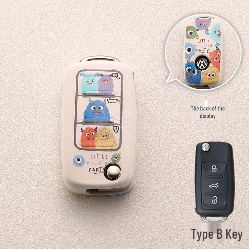 

Adorable Cartoon Key Pouch for Volkswagen: Compatible with Sagitar, Bora, Tiguan, Lavida, Santana, and Jetta.