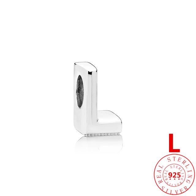 Autentické stříbro 925 Anglické písmeno AZ 26 abeceda klasické korálky vhodné originální módní náramek s přívěskem DIY dámské šperky