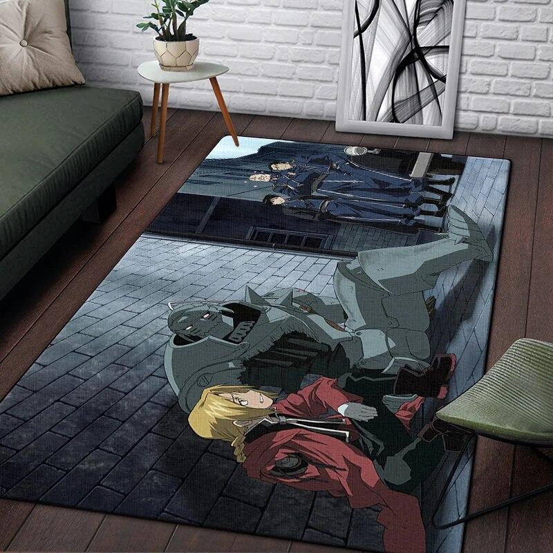 Fullmetal Alchemist Anime Painting Carpet for Living Room Large Area Rug Black Soft Carpet Home Decoration Mats Boho Rugs Picnic