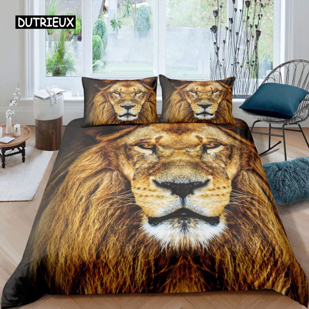 Black Lion Duvet Cover Bed Sheet Pillow Three-Piece Bedding Set