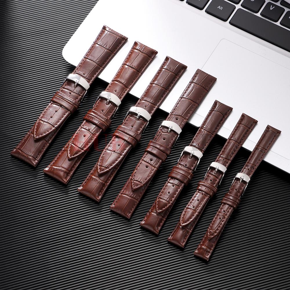 12/14/16/18/20/22/24mm Genuine Leather Watchbands Men Women Watch Band Strap Steel Pin Buckle High Quality Wrist Belt Bracelet