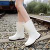 Korean Style Fashion Rain Boots Women's Mid-tube Rain Boots Work Non-slip Rubber Shoes Ladies Adult Beautiful Water Shoes