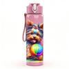 1PC Color Splash Yorkshire Terrier 750ml Color Plastic Sports Water Bottle Leakproof Flip Straw Lid For Sports Office Home Use