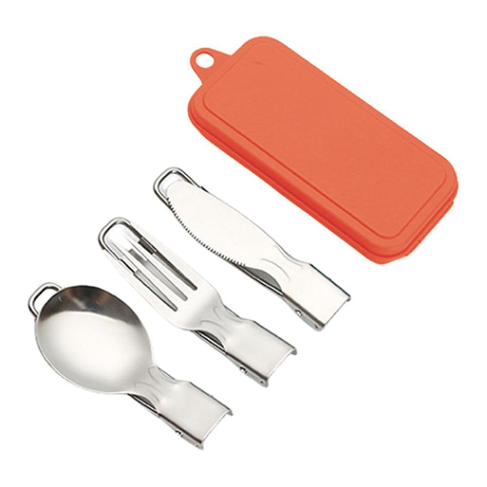 4pcs Stainless Steel Tableware Fork and Spoon Set, Portable Foldable Cutlery Set
