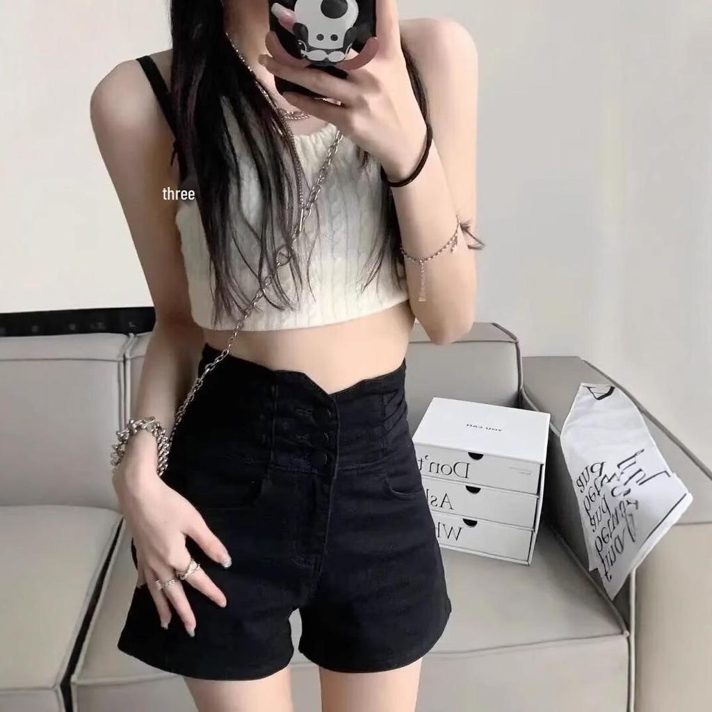 Ultra High Waist Black Denim Shorts - Super Short Summer Hot Pants